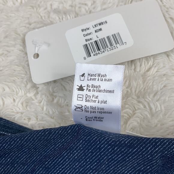 L Space Nanette Dreamer Bitsy Cut denim and crochet bikini bottoms, NWT L - Picture 6 of 8